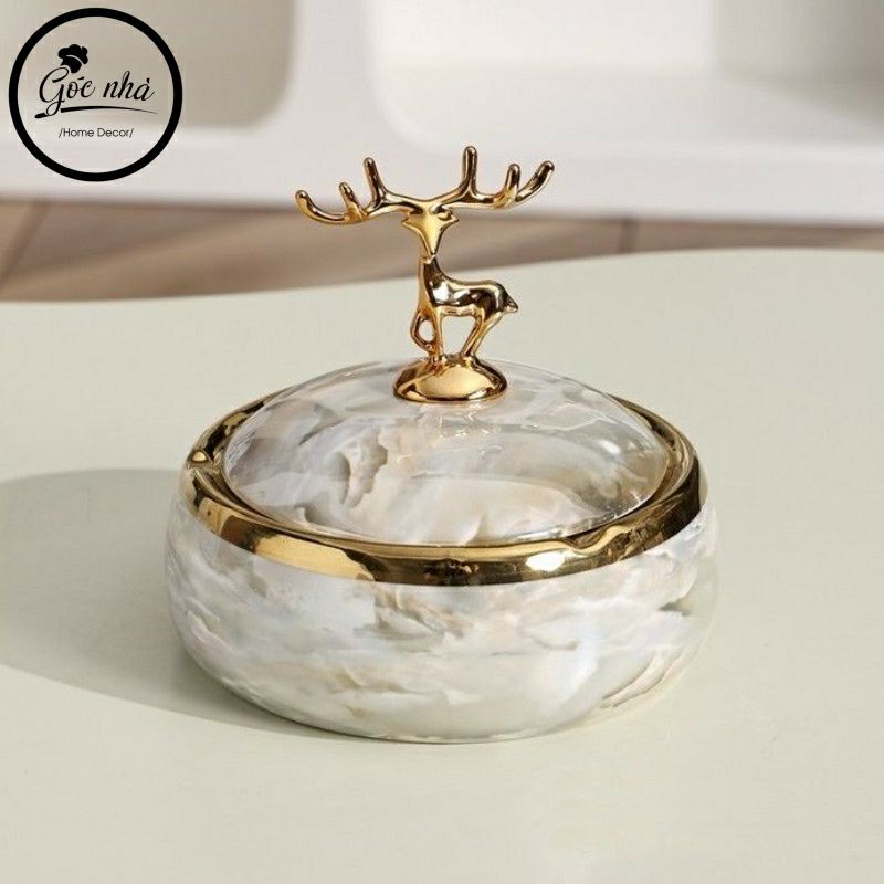 Gạt tàn nắp hươu men trơn Ashtray Deer