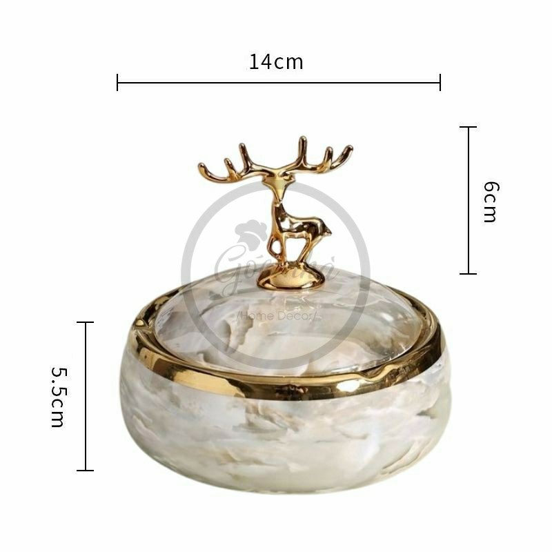 Gạt tàn nắp hươu men trơn Ashtray Deer