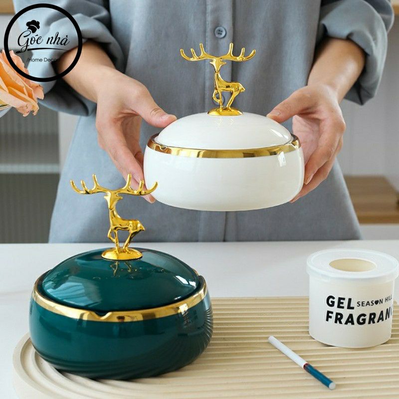 Gạt tàn nắp hươu men trơn Ashtray Deer
