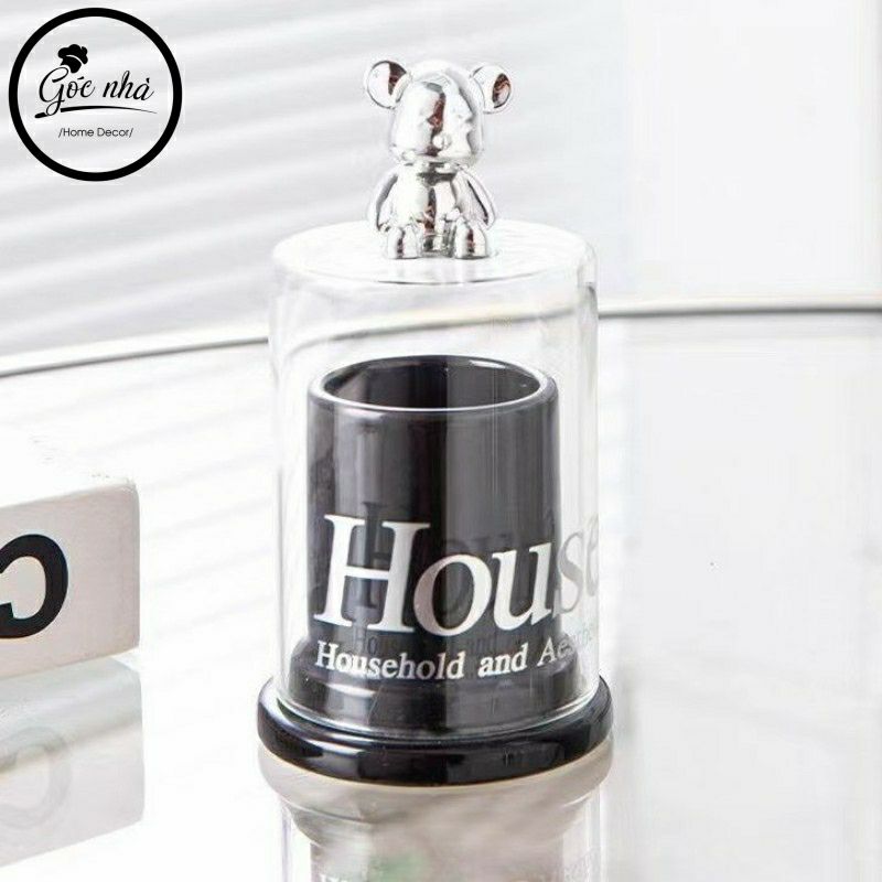 Hũ tăm sứ/thủy tinh nắp gấu