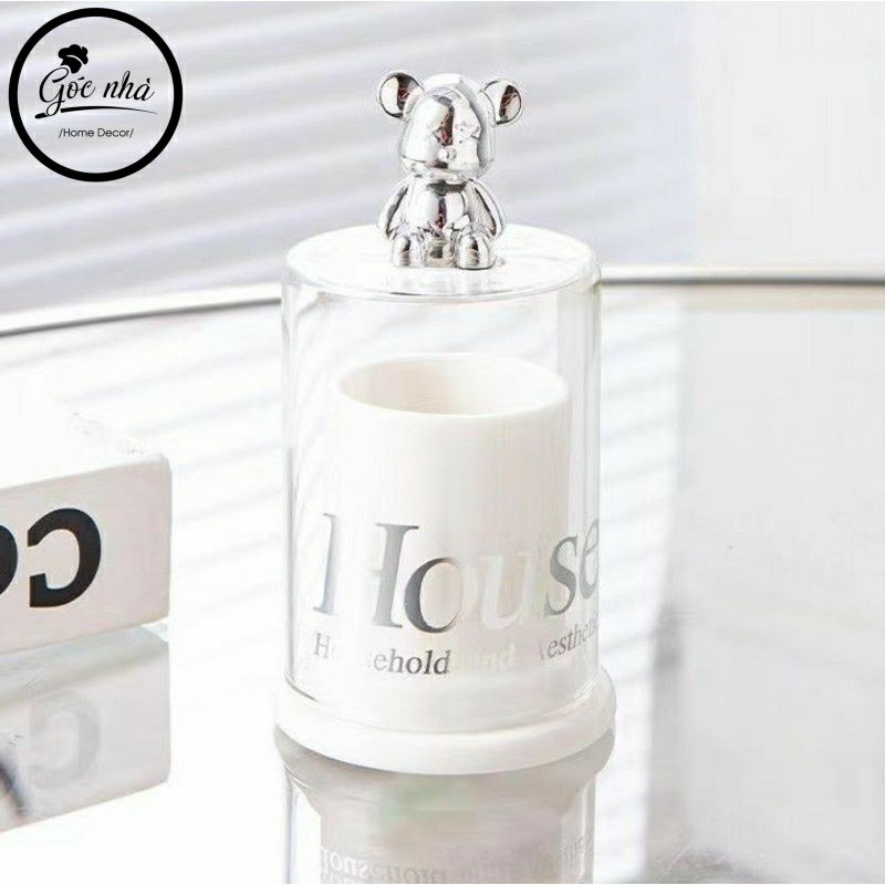 Hũ tăm sứ/thủy tinh nắp gấu