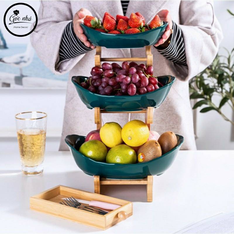Kệ Trái Cây Khung Gỗ Hộc