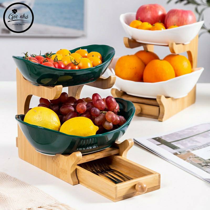Kệ Trái Cây Khung Gỗ Hộc