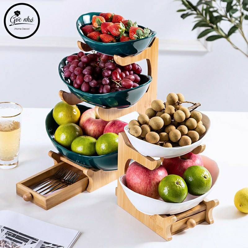 Kệ Trái Cây Khung Gỗ Hộc