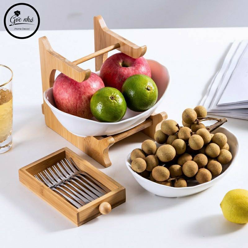 Kệ Trái Cây Khung Gỗ Hộc