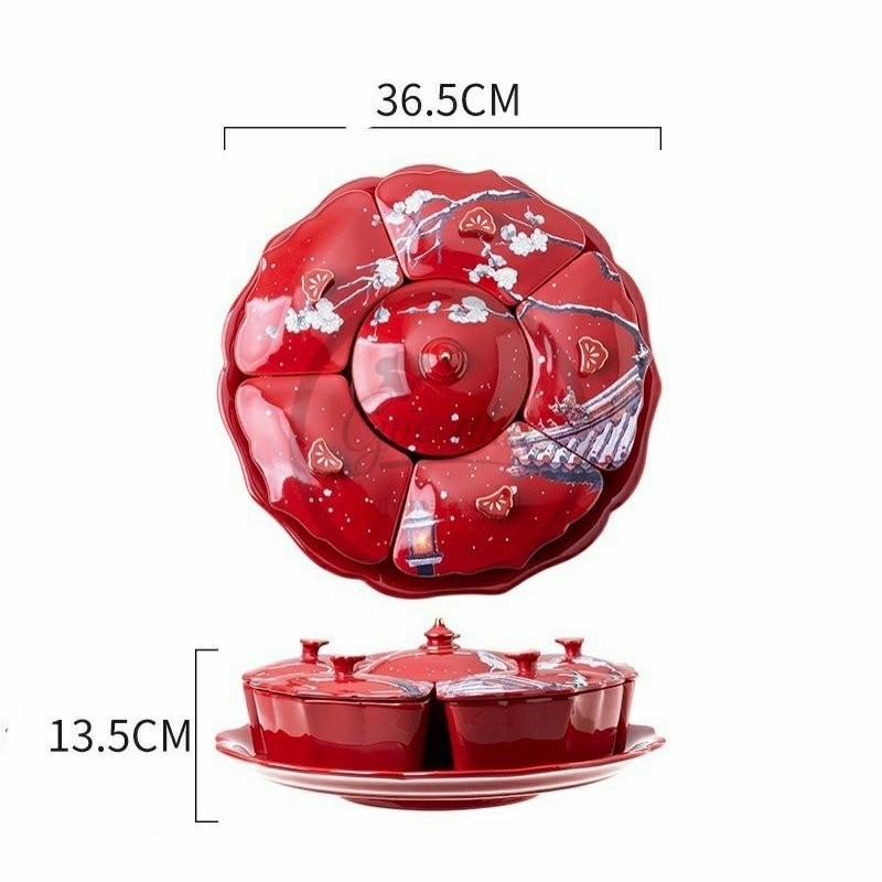 Khay mứt hoa đào đỏ cao cấp