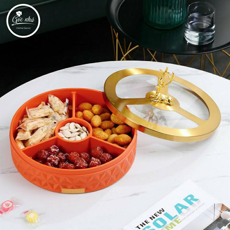 Hộp Khay Mứt Sứ Moza Nắp Hươu