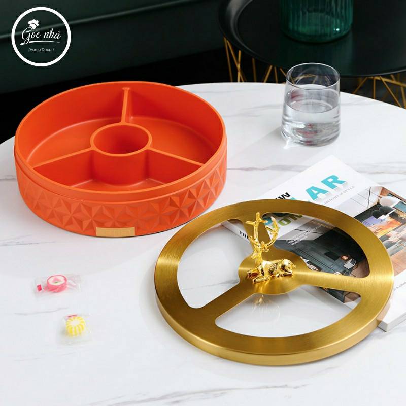 Hộp Khay Mứt Sứ Moza Nắp Hươu