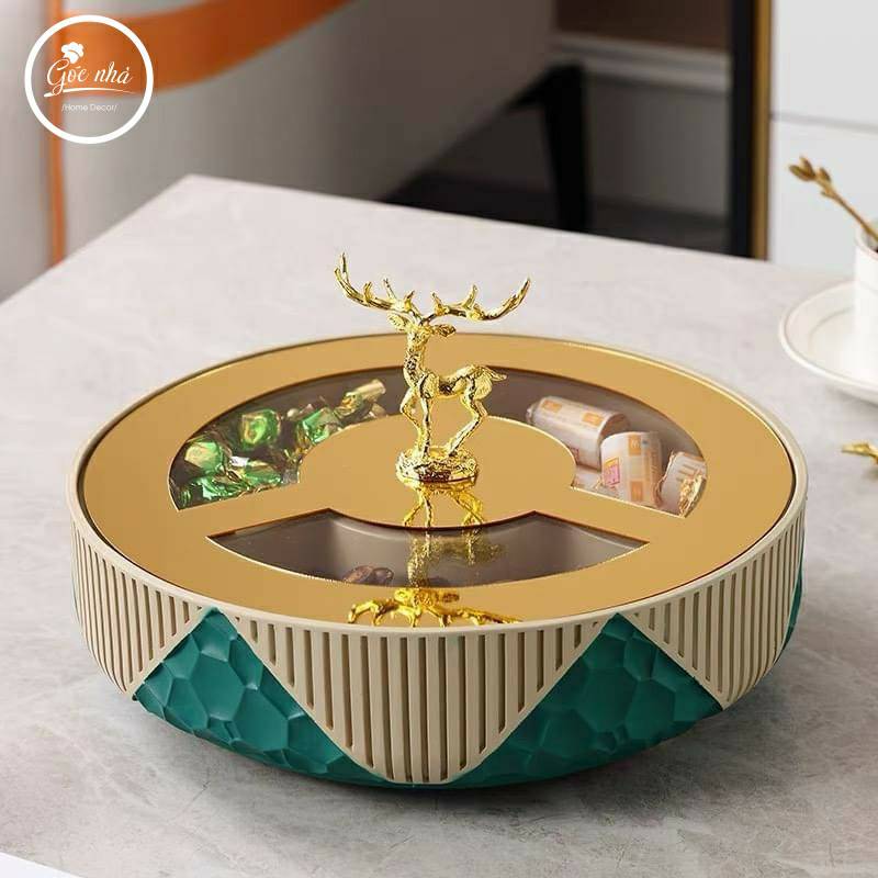 Hộp Khay Mứt Sứ Moza Nắp Hươu