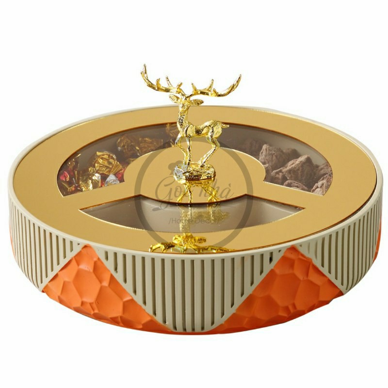 Hộp Khay Mứt Sứ Moza Nắp Hươu