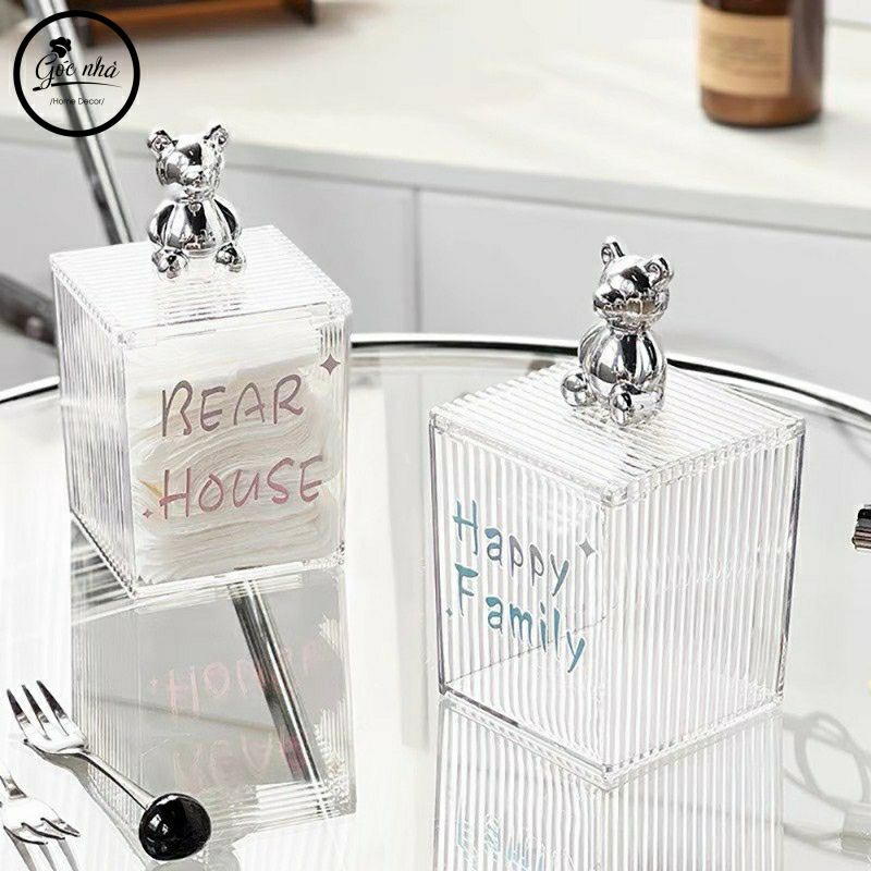 Hộp Mica Đựng Đồ Dùng Cá Nhân Nắp Gấu