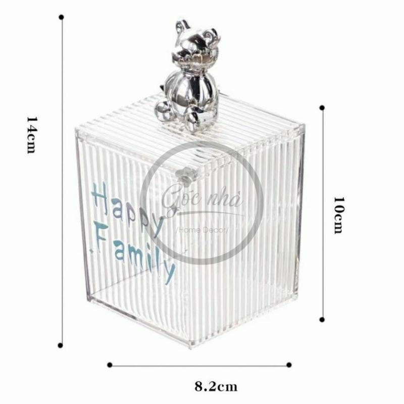 Hộp Mica Đựng Đồ Dùng Cá Nhân Nắp Gấu