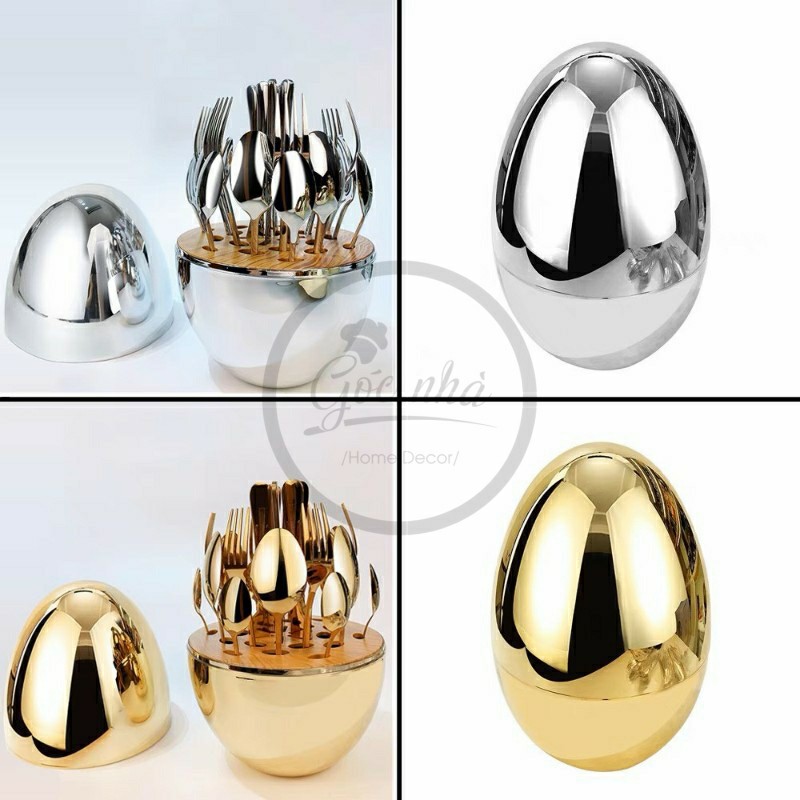 Set Bàn Ăn Hình Quả Trứng Có Dao/Muỗng/Nĩa/Muỗng Cafe