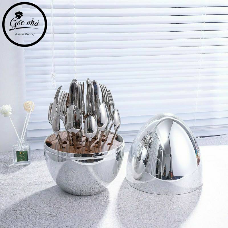 Set Bàn Ăn Hình Quả Trứng Có Dao/Muỗng/Nĩa/Muỗng Cafe