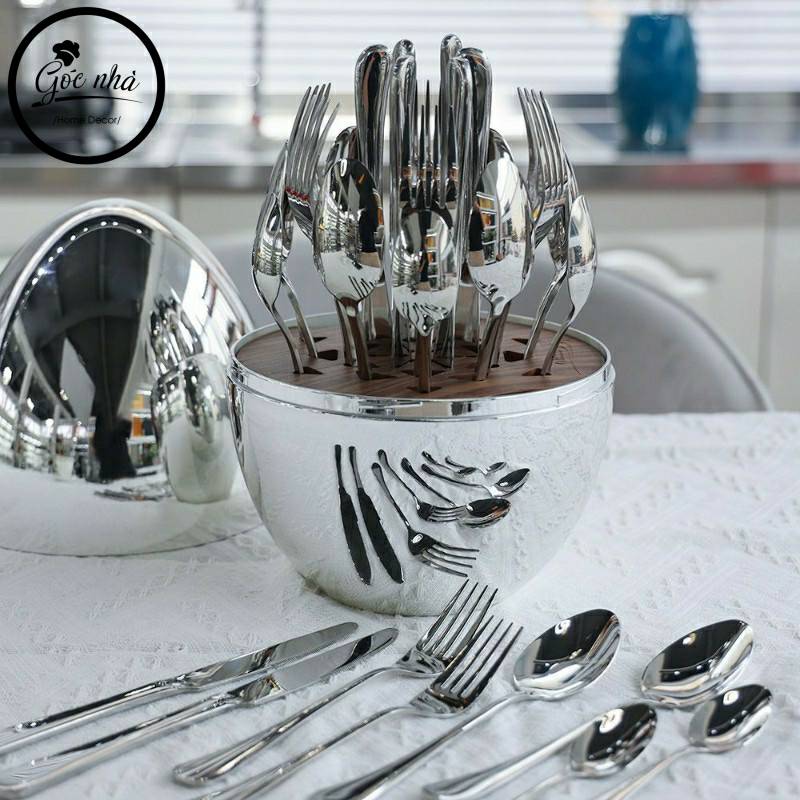 Set Bàn Ăn Hình Quả Trứng Có Dao/Muỗng/Nĩa/Muỗng Cafe