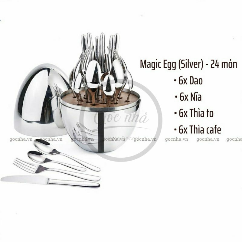 Set Bàn Ăn Hình Quả Trứng Có Dao/Muỗng/Nĩa/Muỗng Cafe