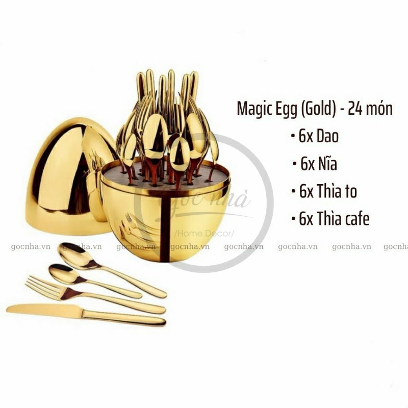 Set Bàn Ăn Hình Quả Trứng Có Dao/Muỗng/Nĩa/Muỗng Cafe