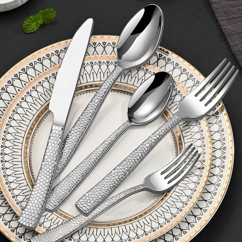 Set 20 Chi Tiết Hammered Cutlery Style 5 - Cán Dẹt Mỏng