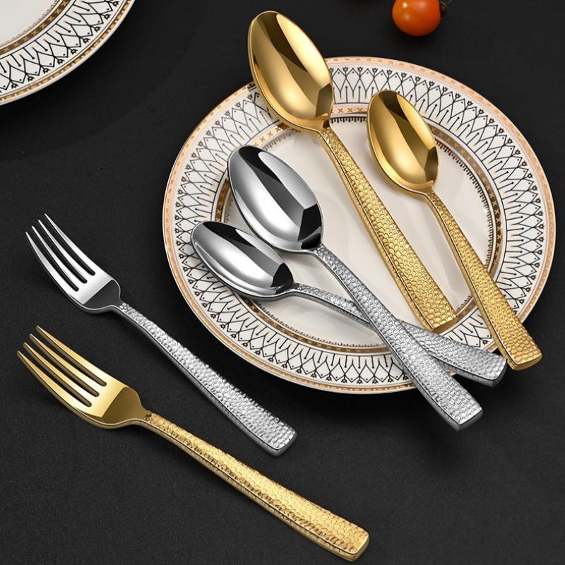 Set 20 Chi Tiết Hammered Cutlery Style 5 - Cán Dẹt Mỏng