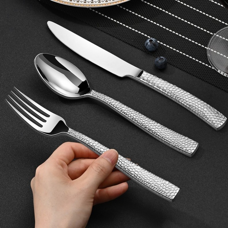 Set 20 Chi Tiết Hammered Cutlery Style 5 - Cán Dẹt Mỏng