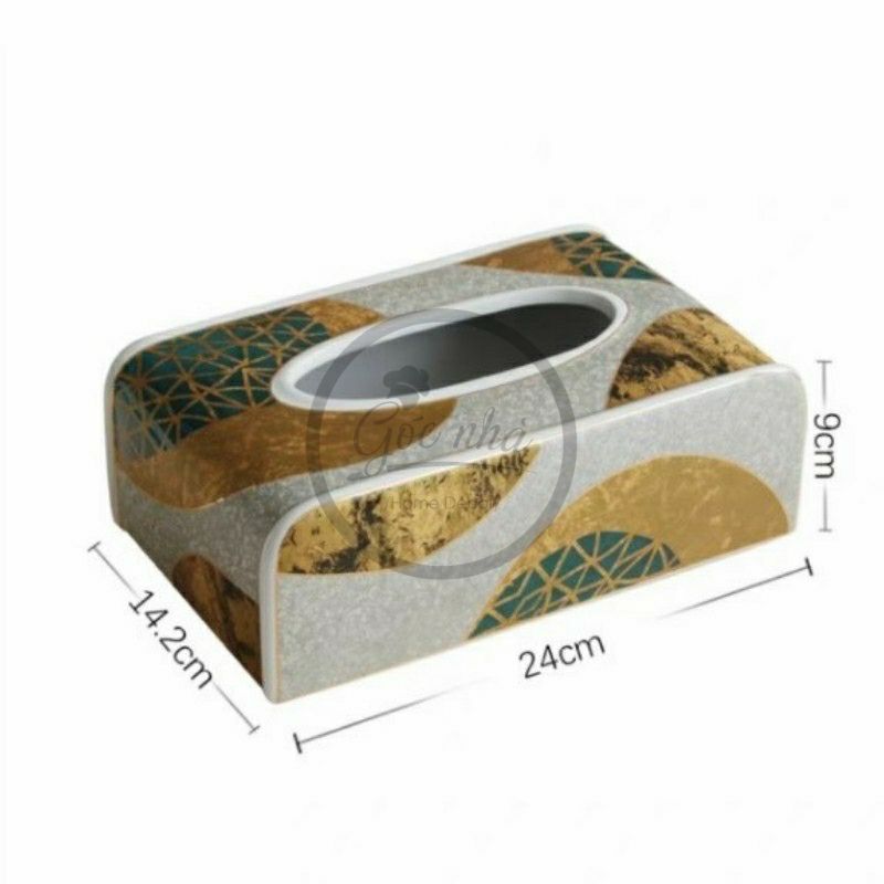 Hộp khăn giấy sứ xương vàng kim cao cấp