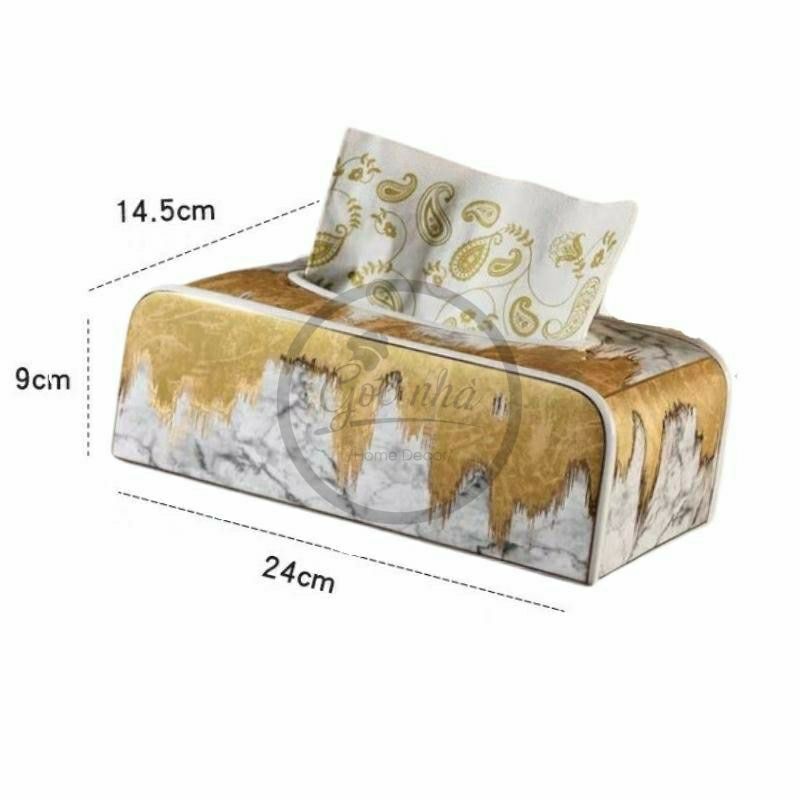 Hộp khăn giấy sứ xương vàng kim cao cấp