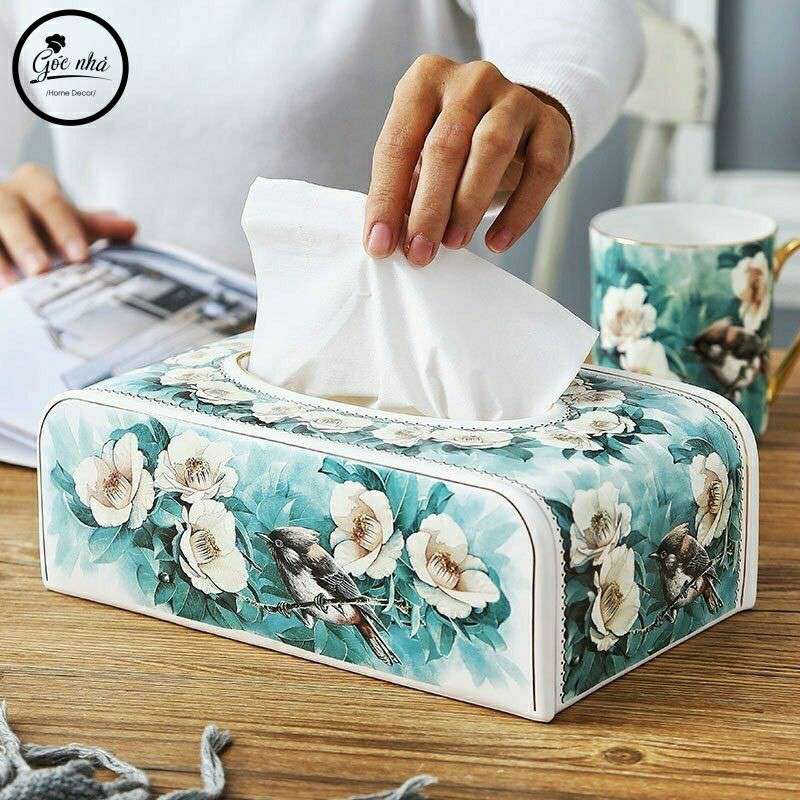 Hộp khăn giấy sứ xương vàng kim cao cấp