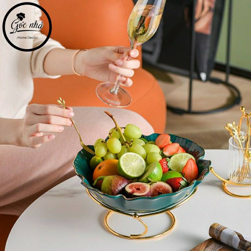 Khay trái cây floral khung thép
