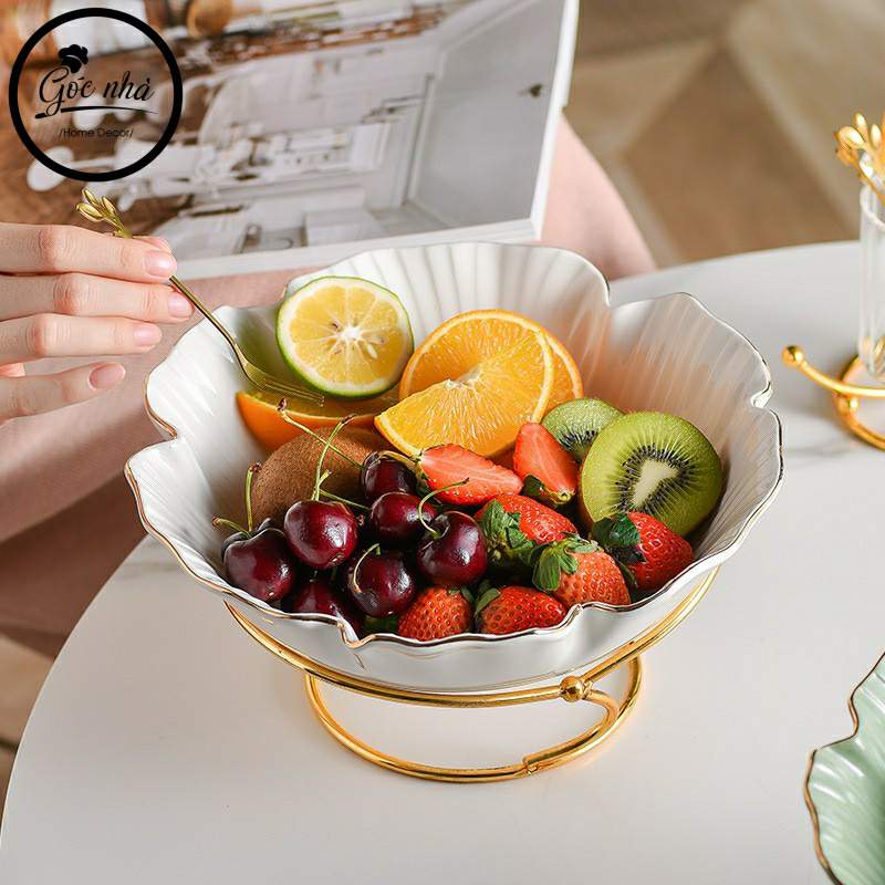 Khay trái cây floral khung thép