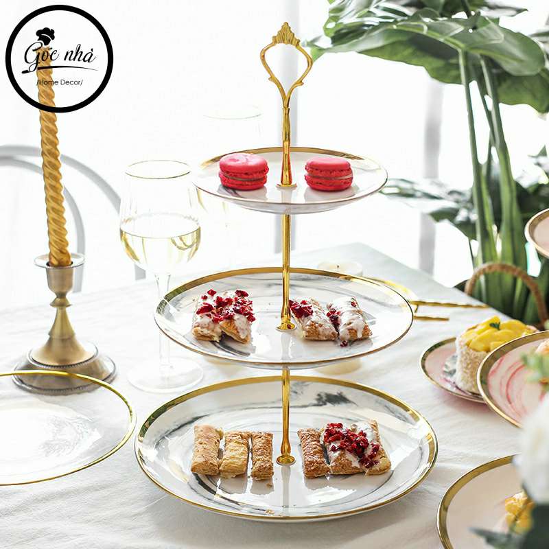 Khay bánh vân đá viền vàng