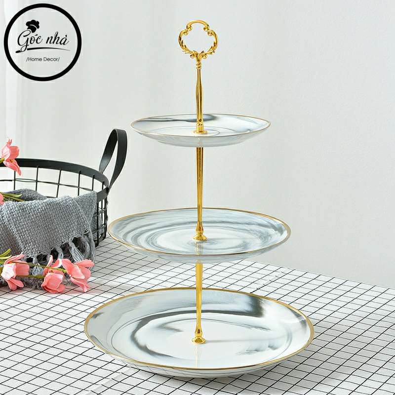 Khay bánh vân đá viền vàng