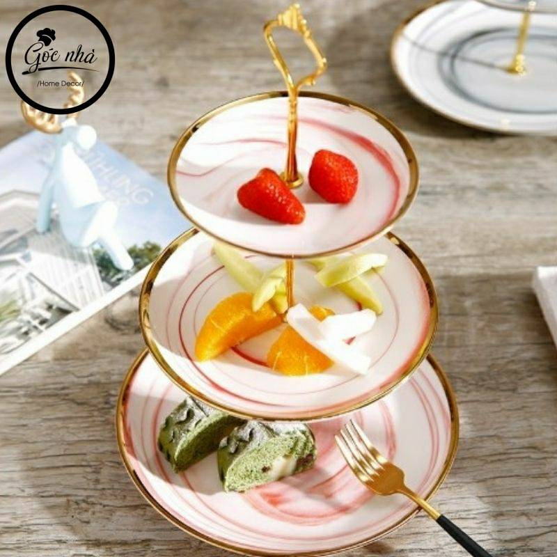 Khay bánh vân đá viền vàng