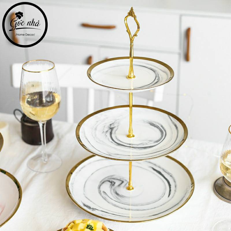 Khay bánh vân đá viền vàng