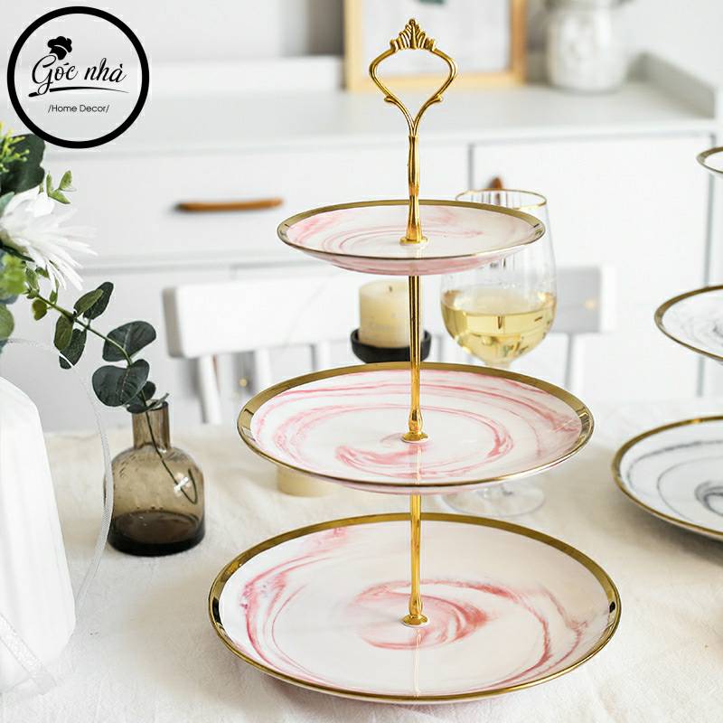 Khay bánh vân đá viền vàng