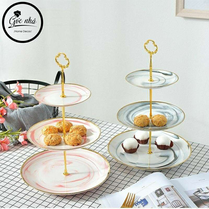 Khay bánh vân đá viền vàng