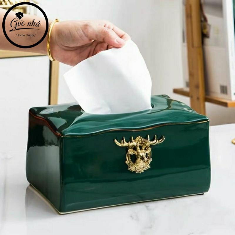 Hộp giấy ăn sứ đầu huơu nổi