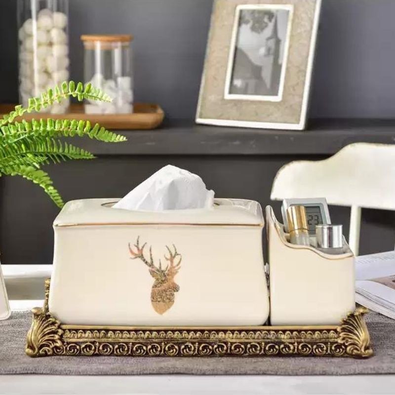 Hộp giấy ăn kép có khay -