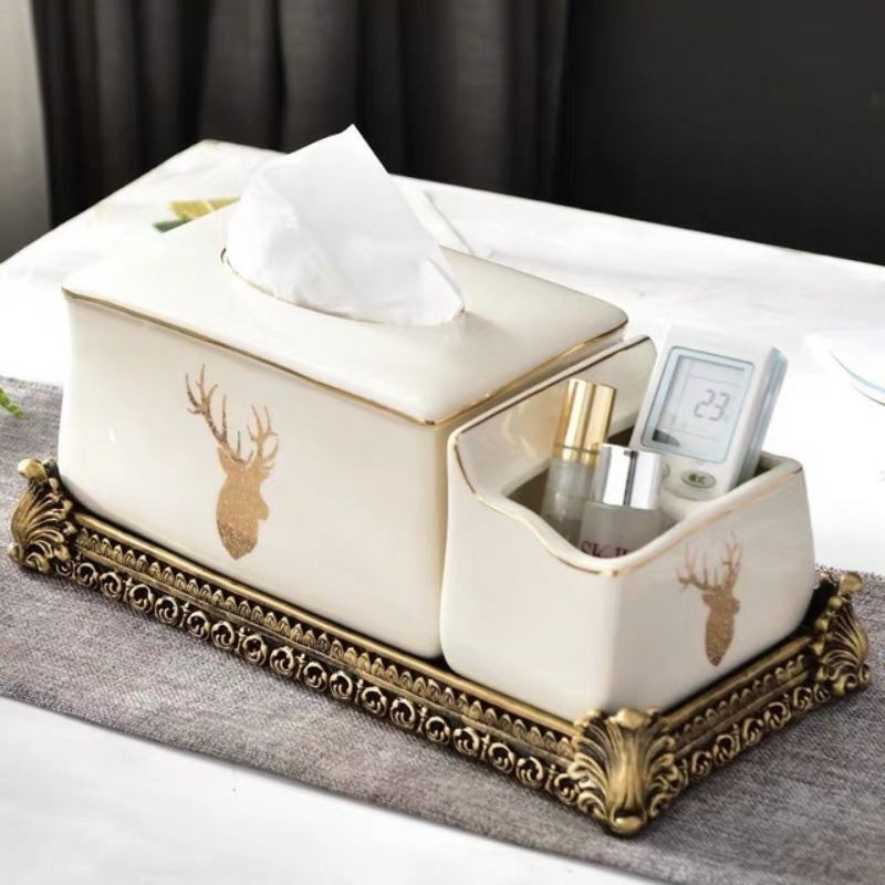 Hộp giấy ăn kép có khay -