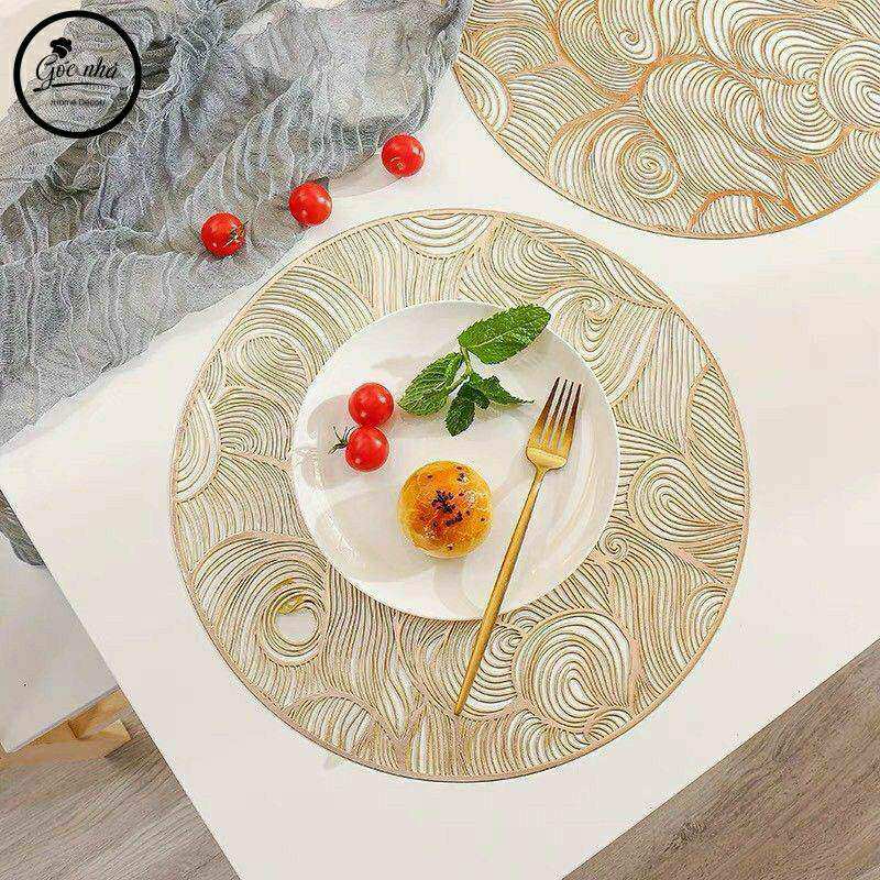 Tấm lót bàn ăn hoạ tiết vàng kim