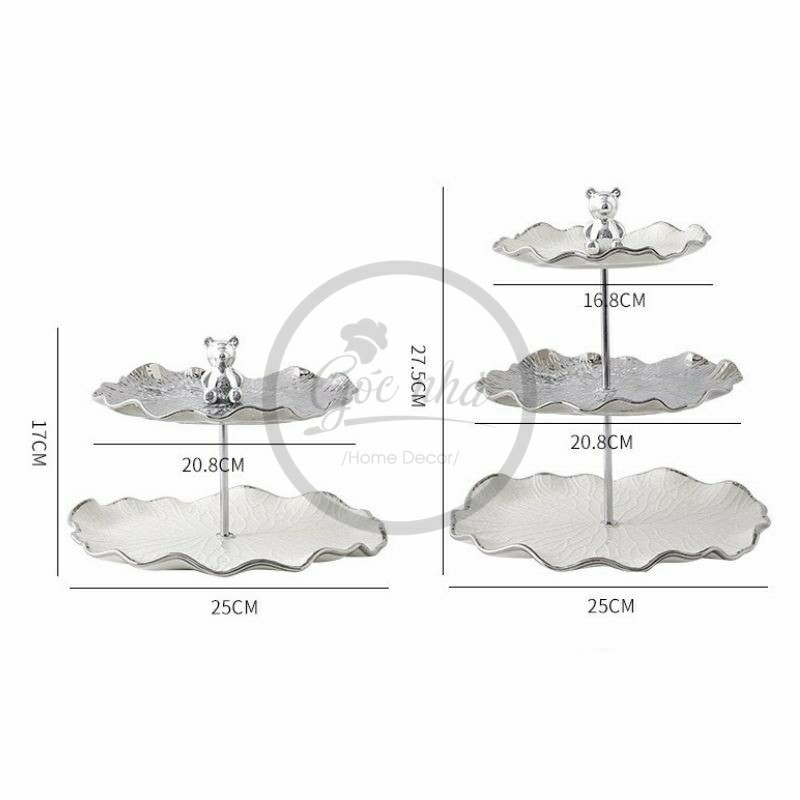 Khay Bánh Sứ Silver Bear Lotus