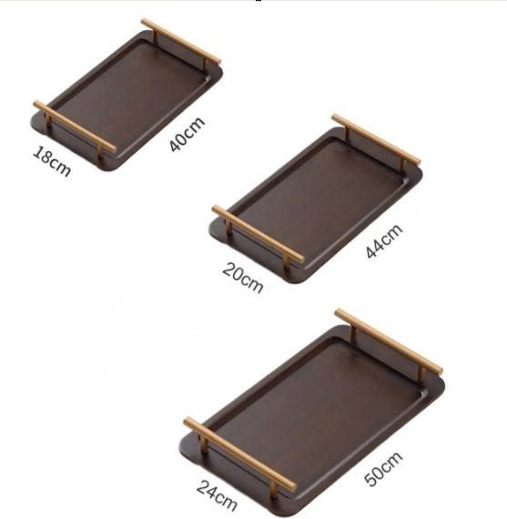 Khay Gỗ Tay Cầm Inox