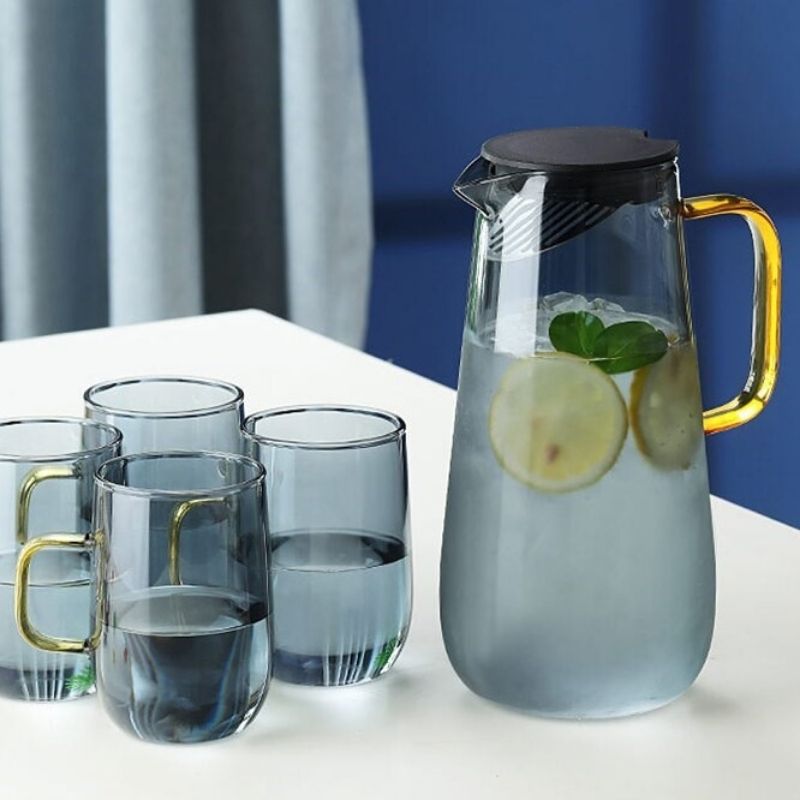 Set Bình Thủy Tinh Xám Khói Cao Cấp