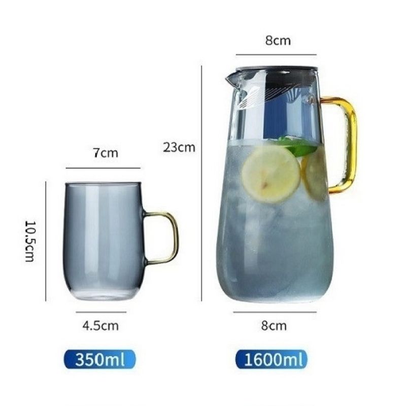 Set Bình Thủy Tinh Xám Khói Cao Cấp