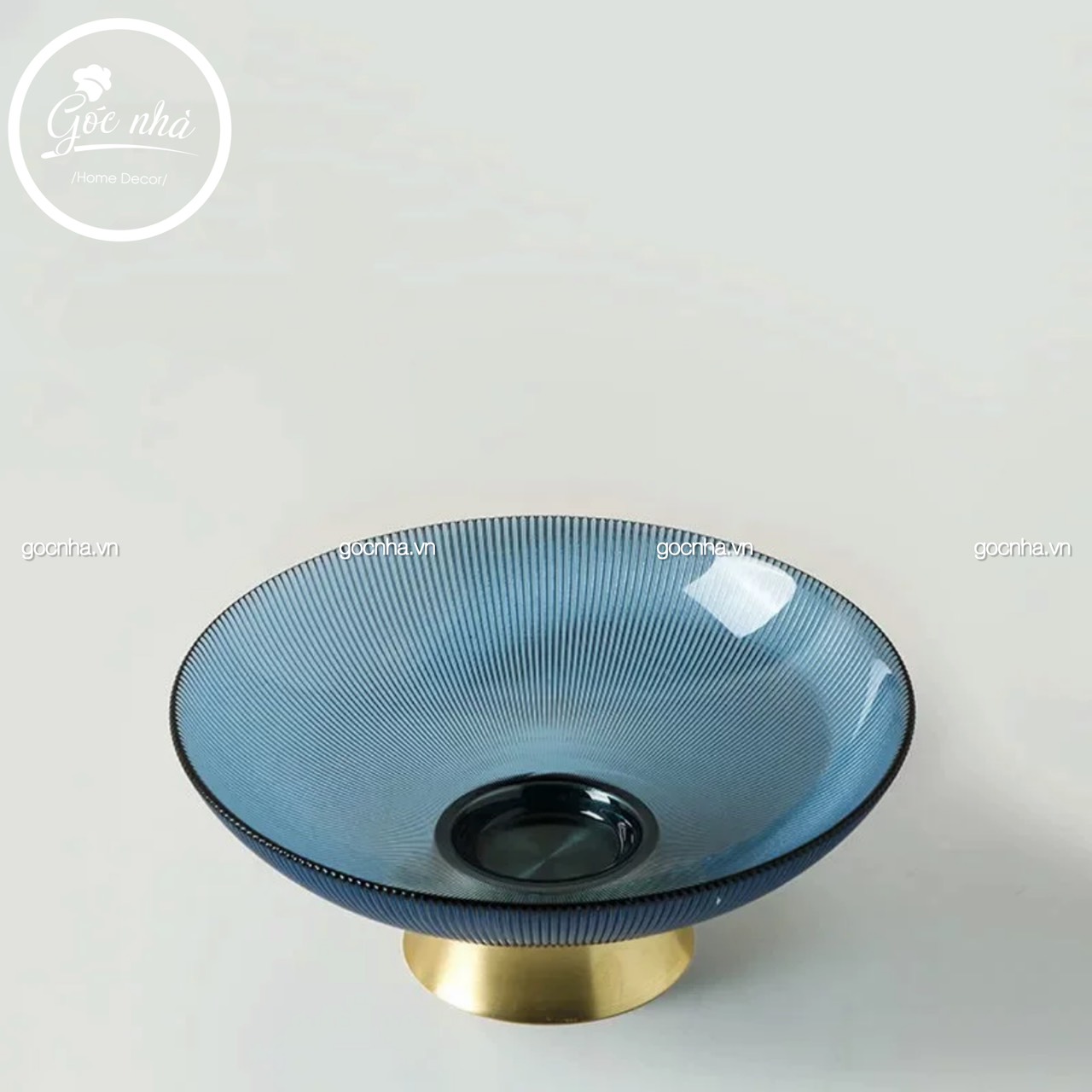 Khay trái cây thủy tinh chân đồng
