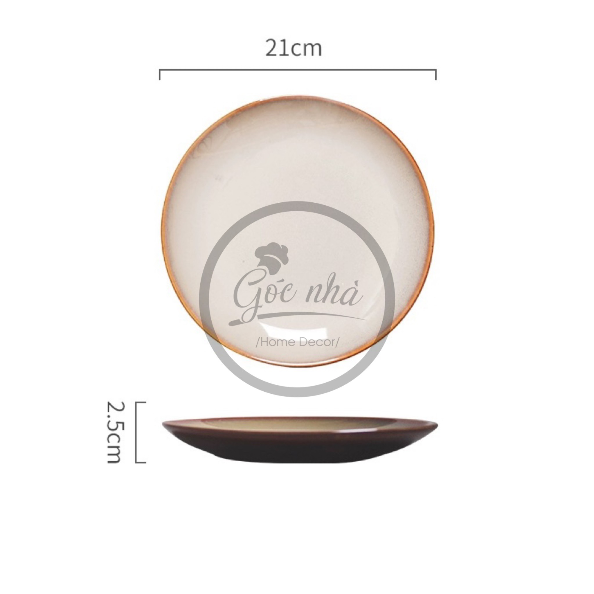 Dĩa tròn cạn IRO men hỏa biến cao cấp