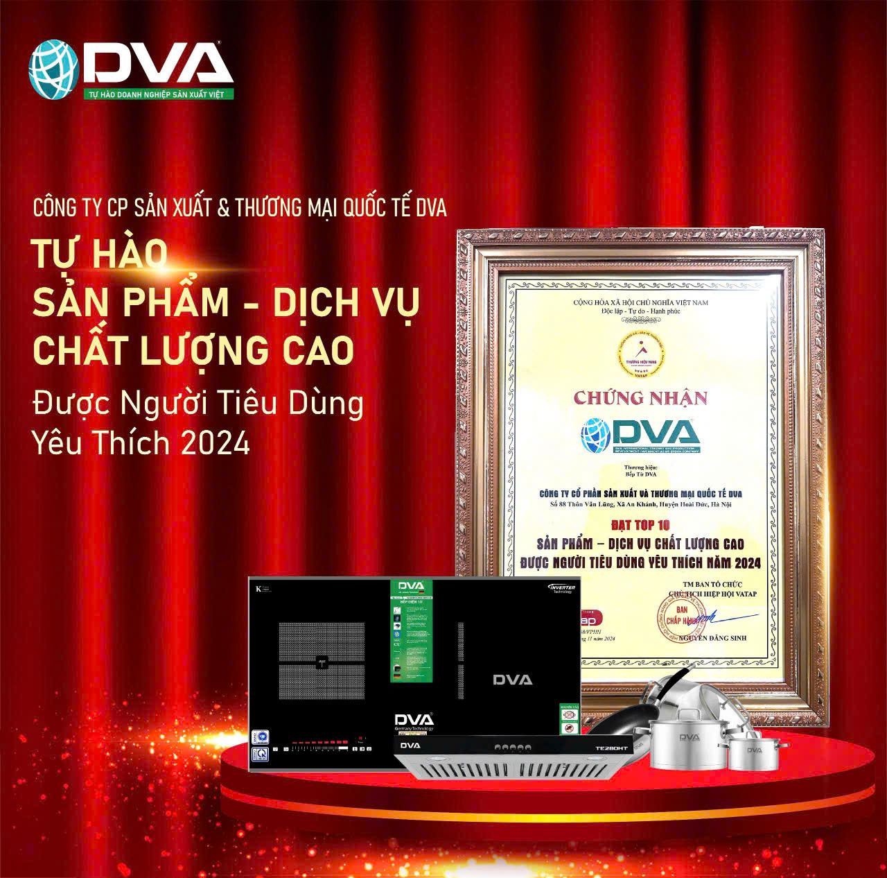BẾP TỪ DVA - ĐƯỢC NGƯỜI TIÊU DÙNG BÌNH CHỌN TOP 10 THƯƠNG HIỆU VÀNG NĂM 2024