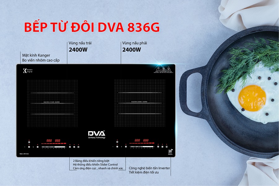 BẾP TỪ ĐÔI DVA 836G