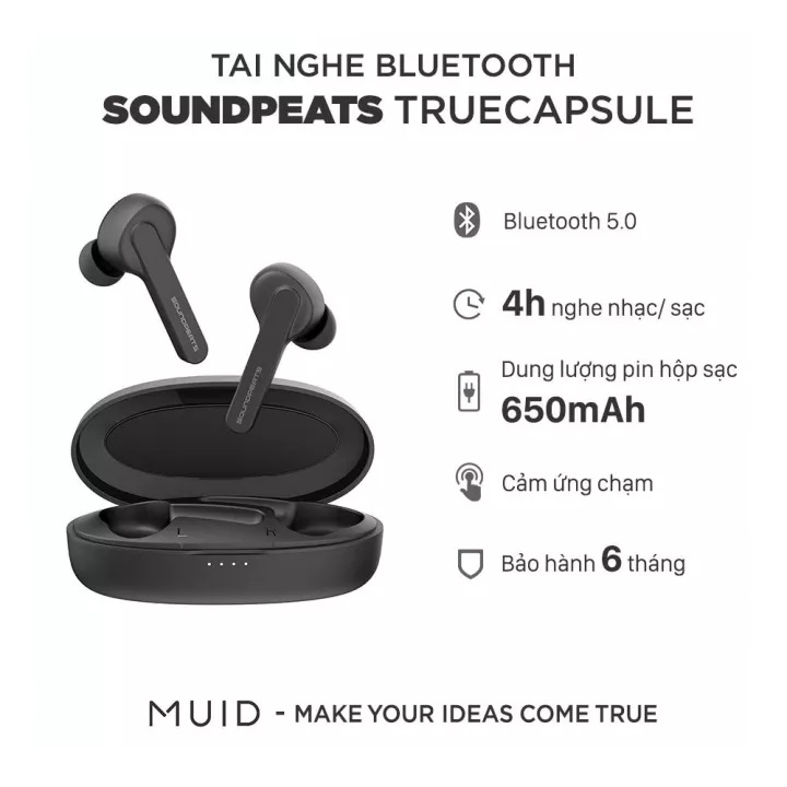 Tai Nghe True Wireless Earbuds SOUNDPEATS TrueCapsule Smart Touch Bluetooth V5.0