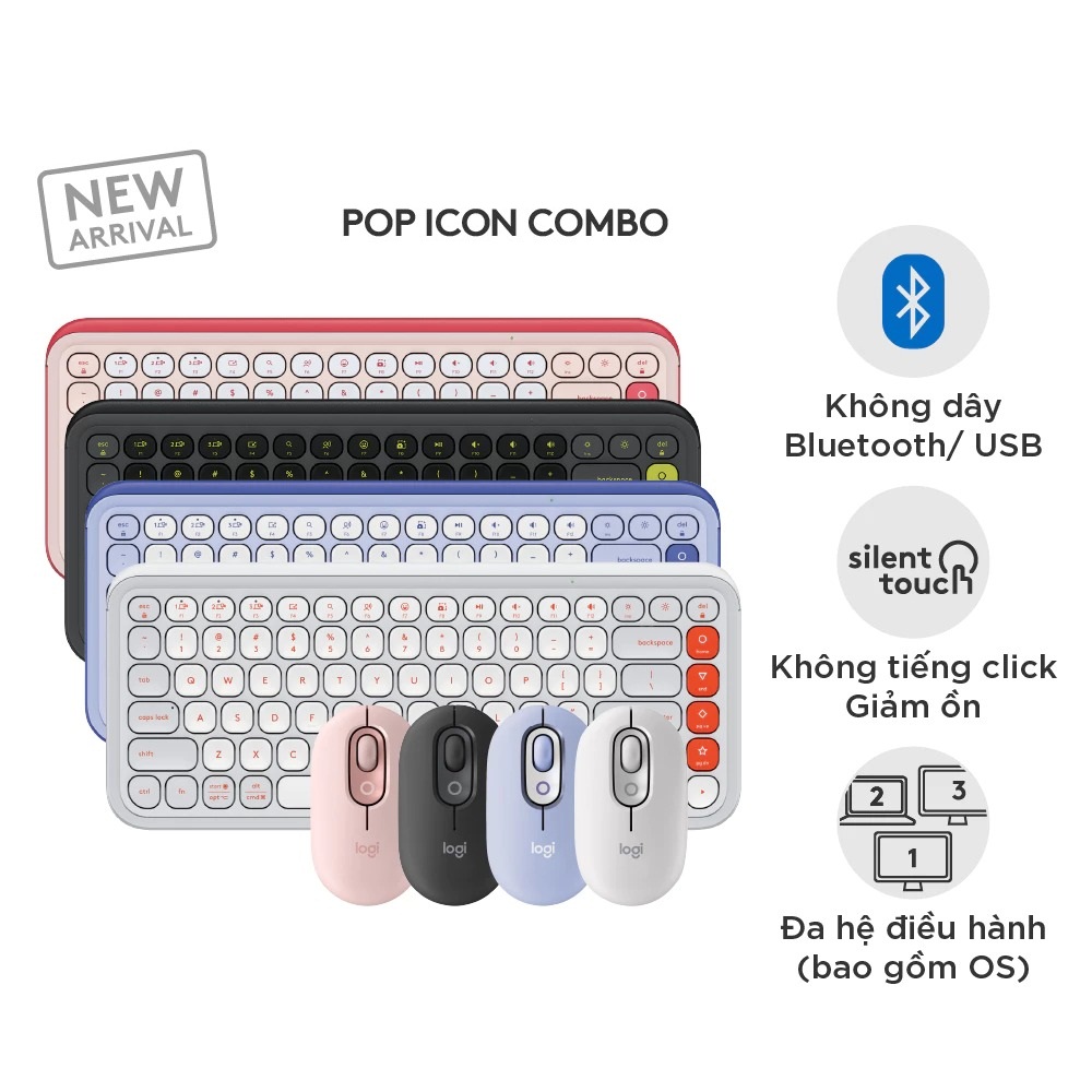 Combo bàn phím và chuột Logitech POP ICON COMBO