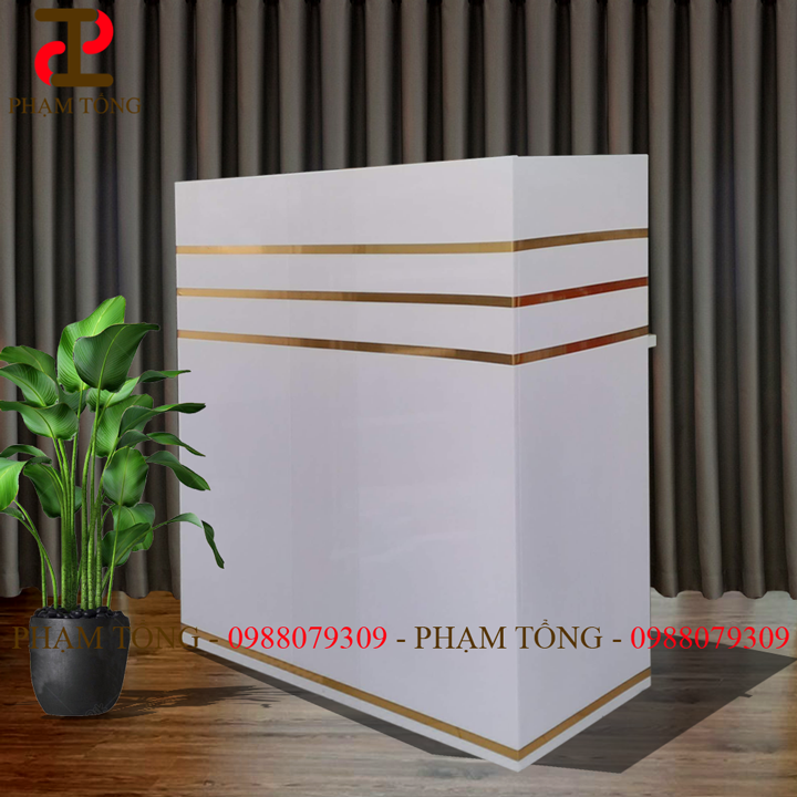 Quầy thu ngân trắng có hoạ tiết nhựa đài loan